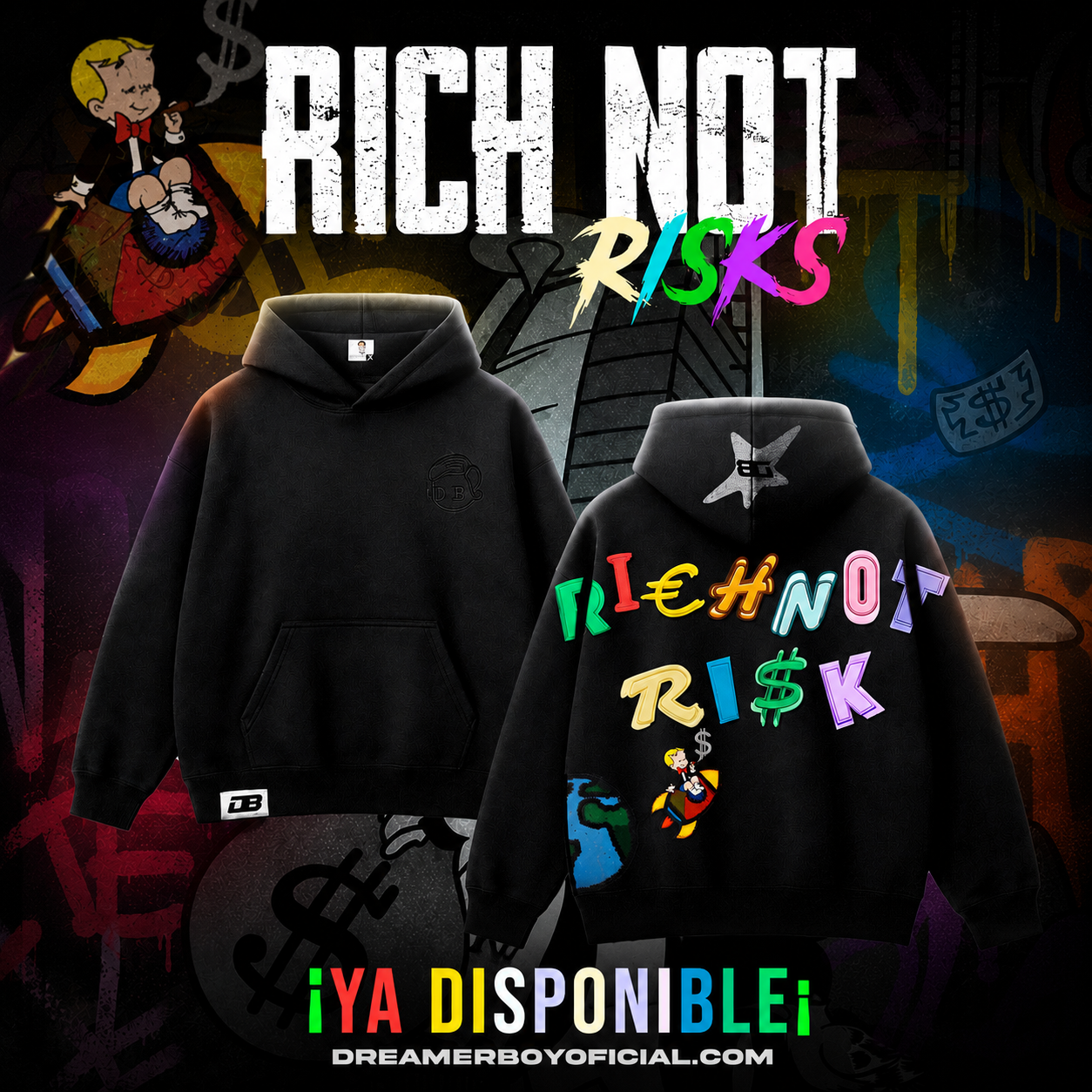 Hoodie RICH NOT RISK⭐️🎒💰